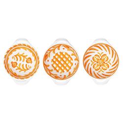 Sicily Global Orange Melamine Floral Mini Handled Bowl - Set of 3|