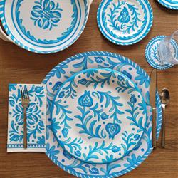 Sicily Global Bazaar Teal Melamine Floral Dinner Plate|