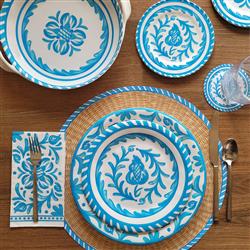 Sicily Global Bazaar Teal Melamine Floral Salad Plate|