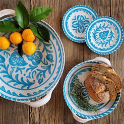 Sicily Global Teal Melamine Floral Appetizer Plate - Set of 4|