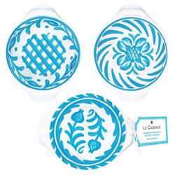 Sicily Global Teal Melamine Floral Mini Handled Bowl - Set of 3|