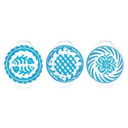 Sicily Global Teal Melamine Floral Mini Handled Bowl - Set of 3|