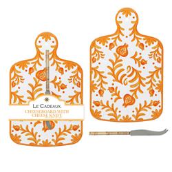 Sicily Global Orange Melamine Floral Cheeseboard Gift Set|