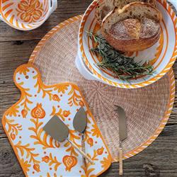 Sicily Global Orange Melamine Floral Cheeseboard Gift Set|