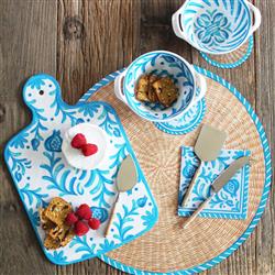 Sicily Global Teal Melamine Floral Cheeseboard Gift Set|