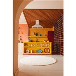 Silhouette Modern Cream Wool Washable Solid Rug - 5'11" Round|