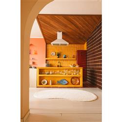 Silhouette Modern Cream Wool Bean Washable Solid Rug - 4'11"x5'11"|