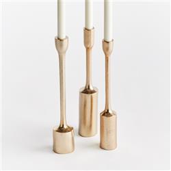 Ingrid Industrial Loft Gold Aluminum Candle Holder - Set of 3|