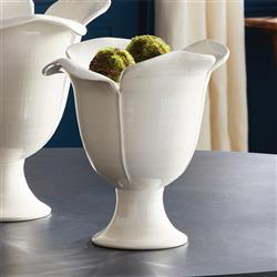 Lachlan French Country White Ceramic Footed Decorative Vase
