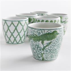 Nolan French Country Green Porcelain Flower Pot - Set of 6|