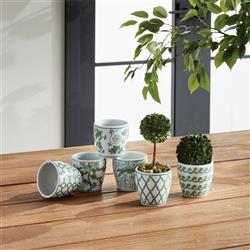 Nolan French Country Green Porcelain Flower Pot - Set of 6|
