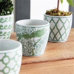 Nolan French Country Green Porcelain Flower Pot - Set of 6|