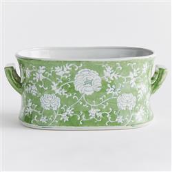 Nolan French Country Green Porcelain Lotus Planter|