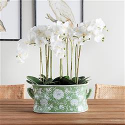 Nolan French Country Green Porcelain Lotus Planter|