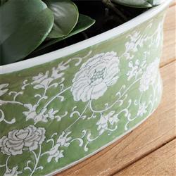 Nolan French Country Green Porcelain Lotus Planter|