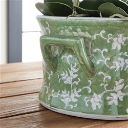 Nolan French Country Green Porcelain Lotus Planter|