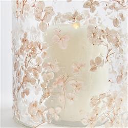 Vivian French Country Pink Glass Floral Hurricane Candle Holder|