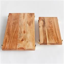 Kieran Rustic Lodge Natural Acacia Wood Serving Board - Set of 2|