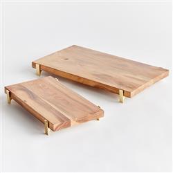Kieran Rustic Lodge Natural Acacia Wood Serving Board - Set of 2|