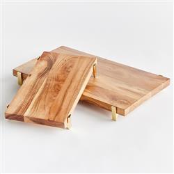 Kieran Rustic Lodge Natural Acacia Wood Serving Board - Set of 2|