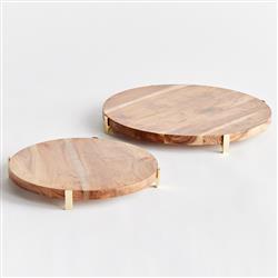 Kieran Rustic Lodge Natural Acacia Wood Round Serving Board - Set of 2|