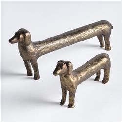 Sadie Modern Classic Antique Brass Aluminum Dachshund Sculpture - Set of 2|