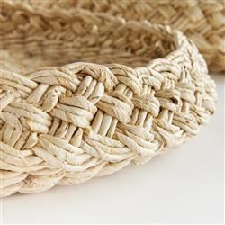 Liam Coastal Beach Natural Abaca Round Decorative Trays - Set of 2|