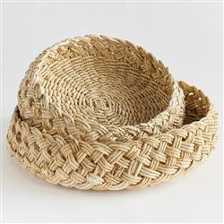 Liam Coastal Beach Natural Abaca Decorative Trays - Set of 2|