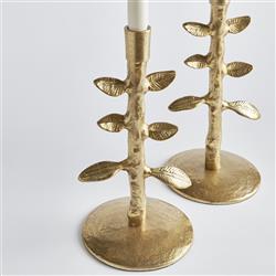 Miles French Country Gold Aluminum Candle Holder - Set of 2|