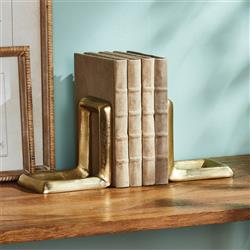 Genevieve Hollywood Regency Gold Aluminum Bookends|