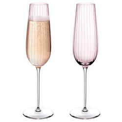Round Up Modern Dusty Rose Crystal Sparkling Wine Glass - Set of 2|