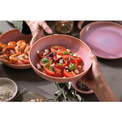 Perlemor Coastal Beach Coral Pink Porcelain Pasta Bowl|