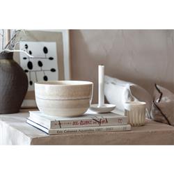 Perlemor Coastal Beach Beige Porcelain Serving Bowl|