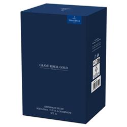 Grand Royal Gold Rim Crystal Glass Champagne Flute - Set of 2|