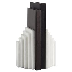 Elroe Modern Classic White Marble Paneled Bookends|