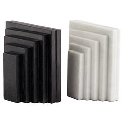 Elroe Modern Classic White Marble Paneled Bookends|