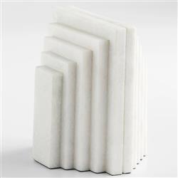 Elroe Modern Classic White Marble Paneled Bookends|