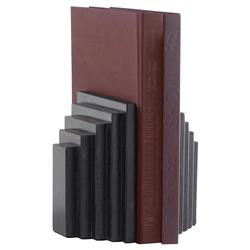Elroe Modern Classic Black Marble Paneled Bookends|