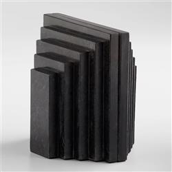 Elroe Modern Classic Black Marble Paneled Bookends|