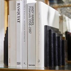 Elroe Modern Classic Black Marble Paneled Bookends|