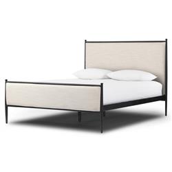 Isabella Modern Classic Cream Upholstered Black Iron Bed - Queen|