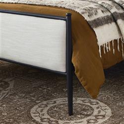 Isabella Modern Classic Cream Upholstered Black Iron Bed - Queen|