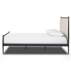 Isabella Modern Classic Cream Upholstered Black Iron Bed - Queen|