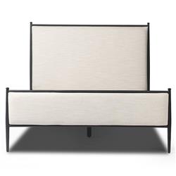 Isabella Modern Classic Cream Upholstered Black Iron Bed - Queen|