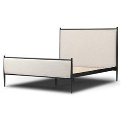 Isabella Modern Classic Cream Upholstered Black Iron Bed - Queen|