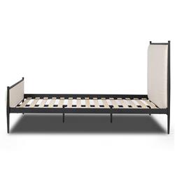 Isabella Modern Classic Cream Upholstered Black Iron Bed - Queen|