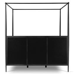 Isabella Modern Classic Cream Upholstered Black Iron Canopy Bed - Queen|