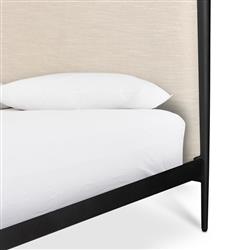 Isabella Modern Classic Cream Upholstered Black Iron Canopy Bed - Queen|