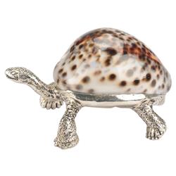 Charles Modern Silver Brass Brown Shell Turtle Paperweight|