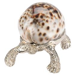 Charles Modern Silver Brass Brown Shell Turtle Paperweight|